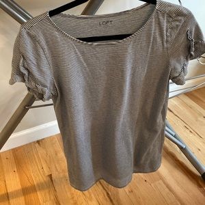 Loft outlet striped ruffle sleeve top